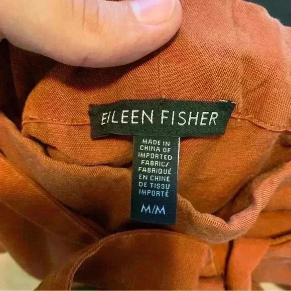 Eileen Fisher Cropped Burnt Orange Earthy Pull On Tie Waist Pants Size Medium - Picture 8 of 12